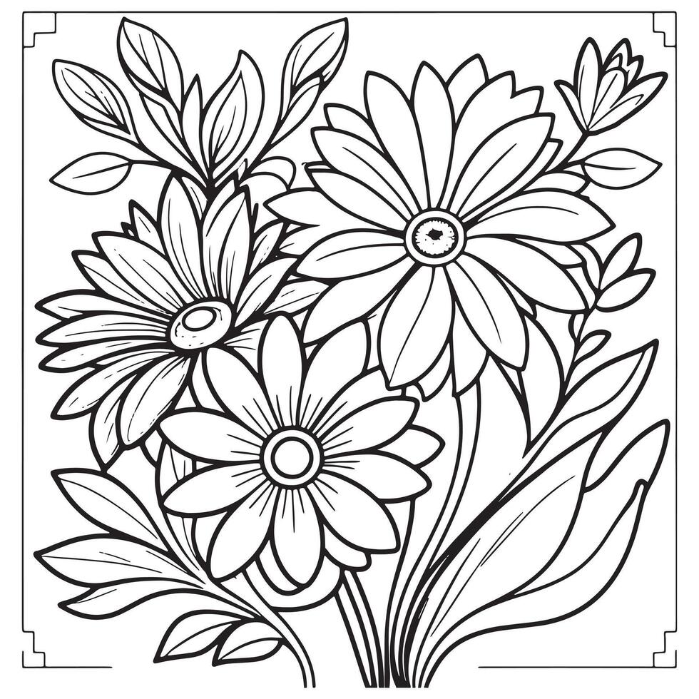 lujo floral contorno dibujo colorante libro paginas línea Arte bosquejo vector