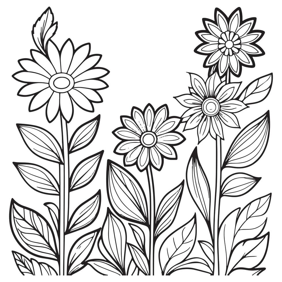 Luxury floral outline drawing coloring book pages line art sketch vector