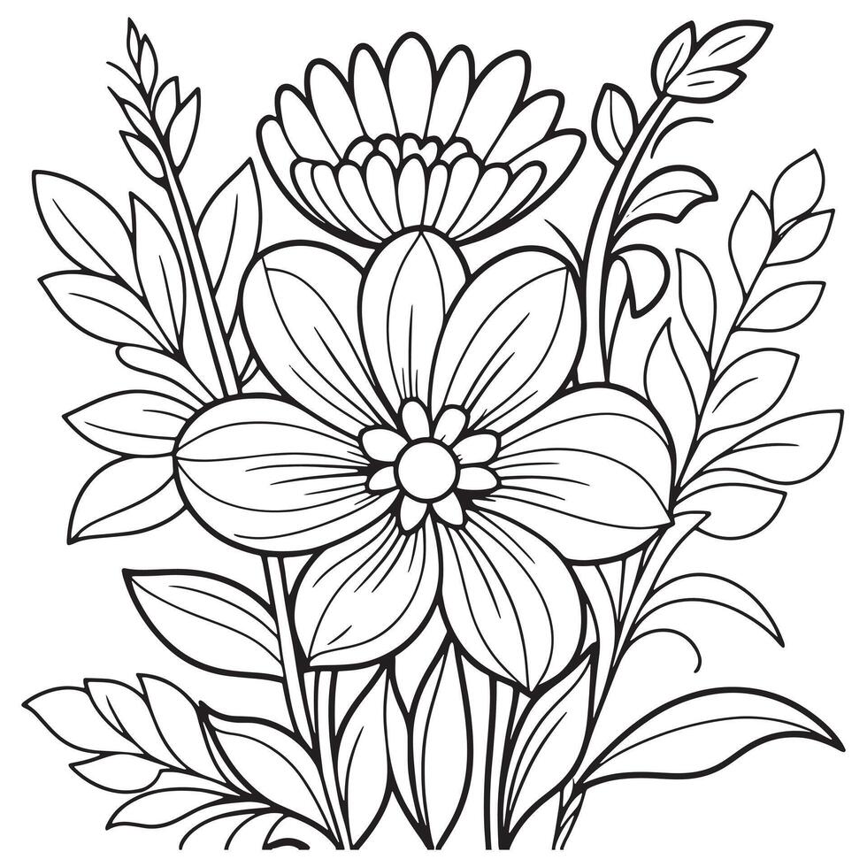 Luxury floral outline drawing coloring book pages line art sketch vector