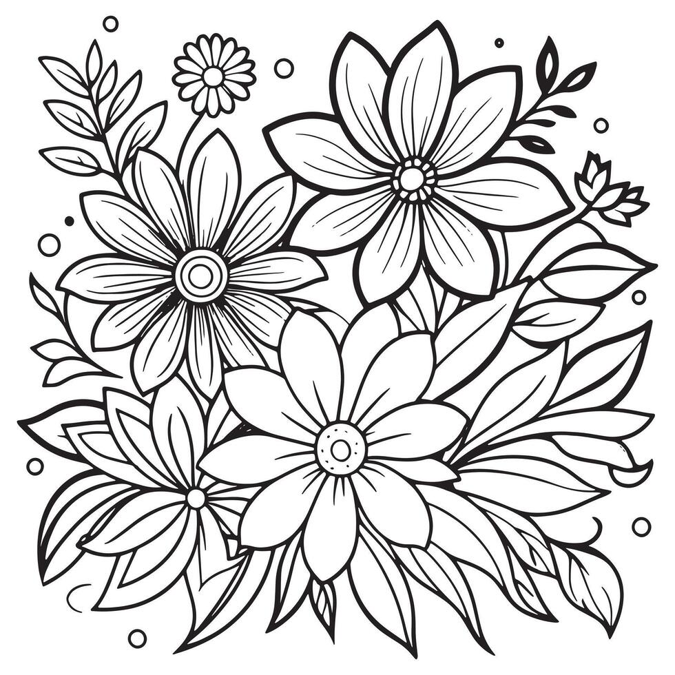 Luxury floral outline drawing coloring book pages line art sketch vector