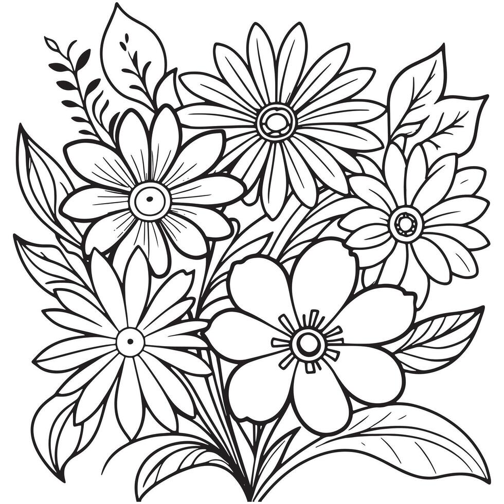Luxury floral outline drawing coloring book pages line art sketch vector