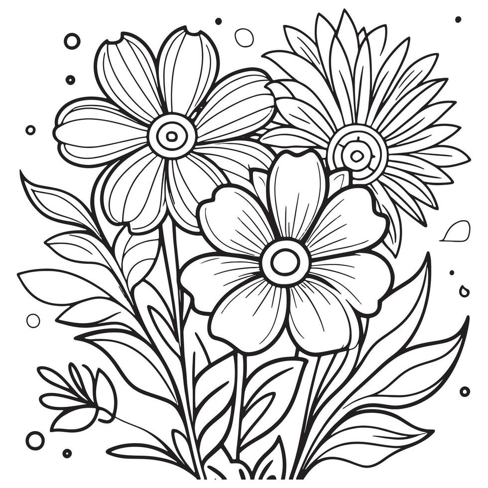 Luxury floral outline drawing coloring book pages line art sketch vector