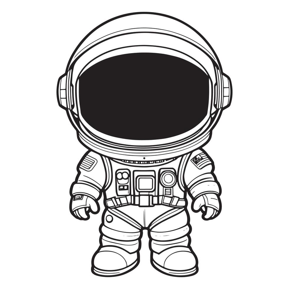 Children astronaut outline coloring page illustration for children and adult vector