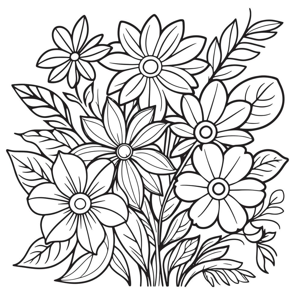 Luxury floral outline drawing coloring book pages line art sketch vector