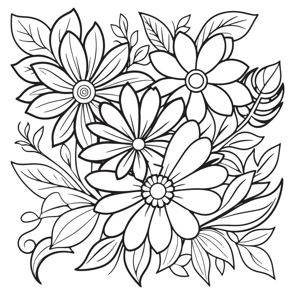 lujo floral contorno dibujo colorante libro paginas línea Arte bosquejo vector