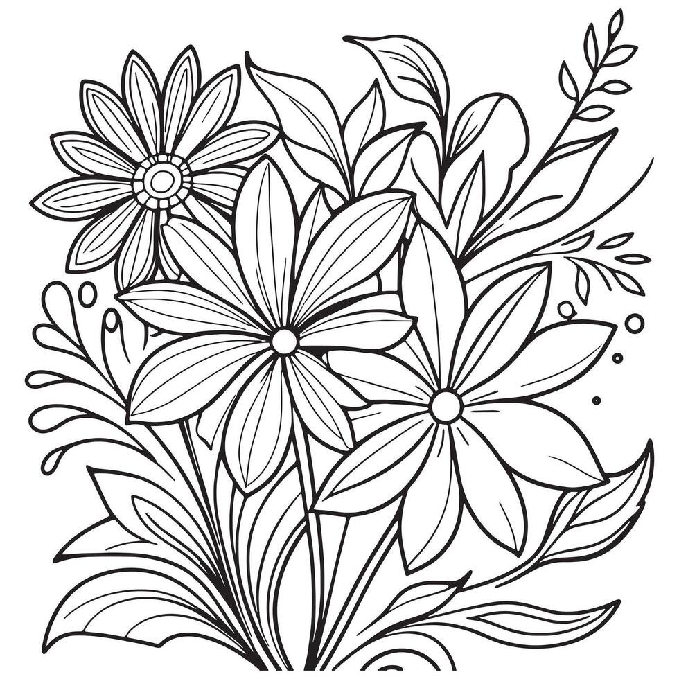 lujo floral contorno dibujo colorante libro paginas línea Arte bosquejo vector