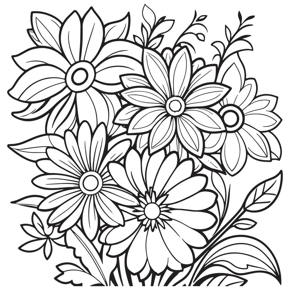 Luxury floral outline drawing coloring book pages line art sketch vector