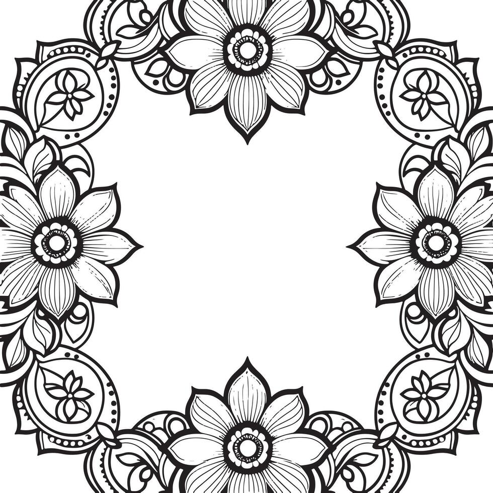 Children's floral outline illustration doodle coloring book hand drawn vector