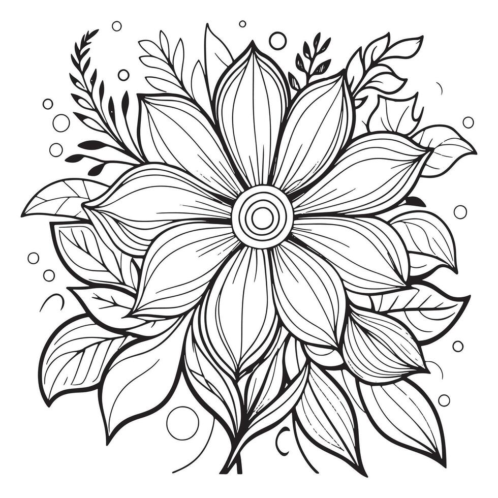 lujo floral contorno dibujo colorante libro paginas línea Arte bosquejo vector