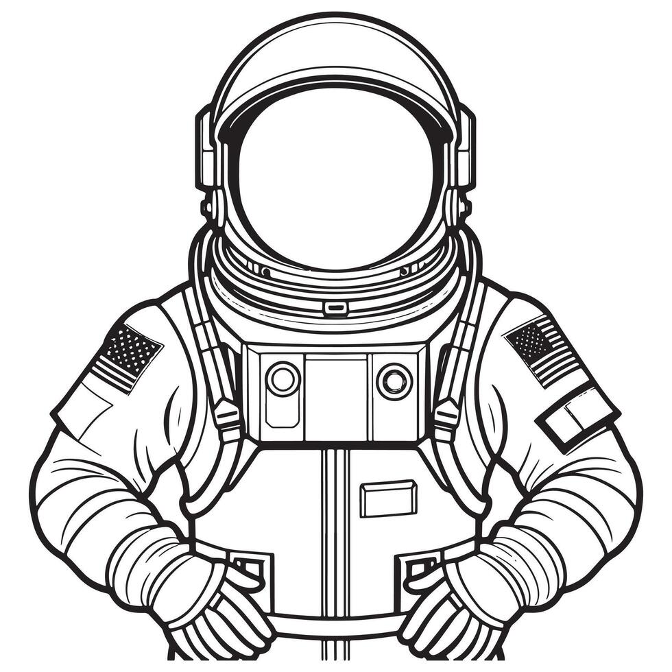 astronauta contorno colorante página ilustración para niños y adulto vector