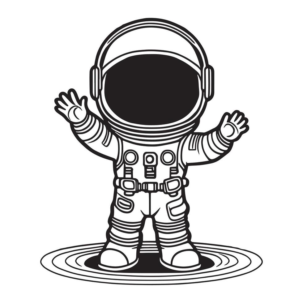 Children astronaut outline coloring page illustration for children and adult vector