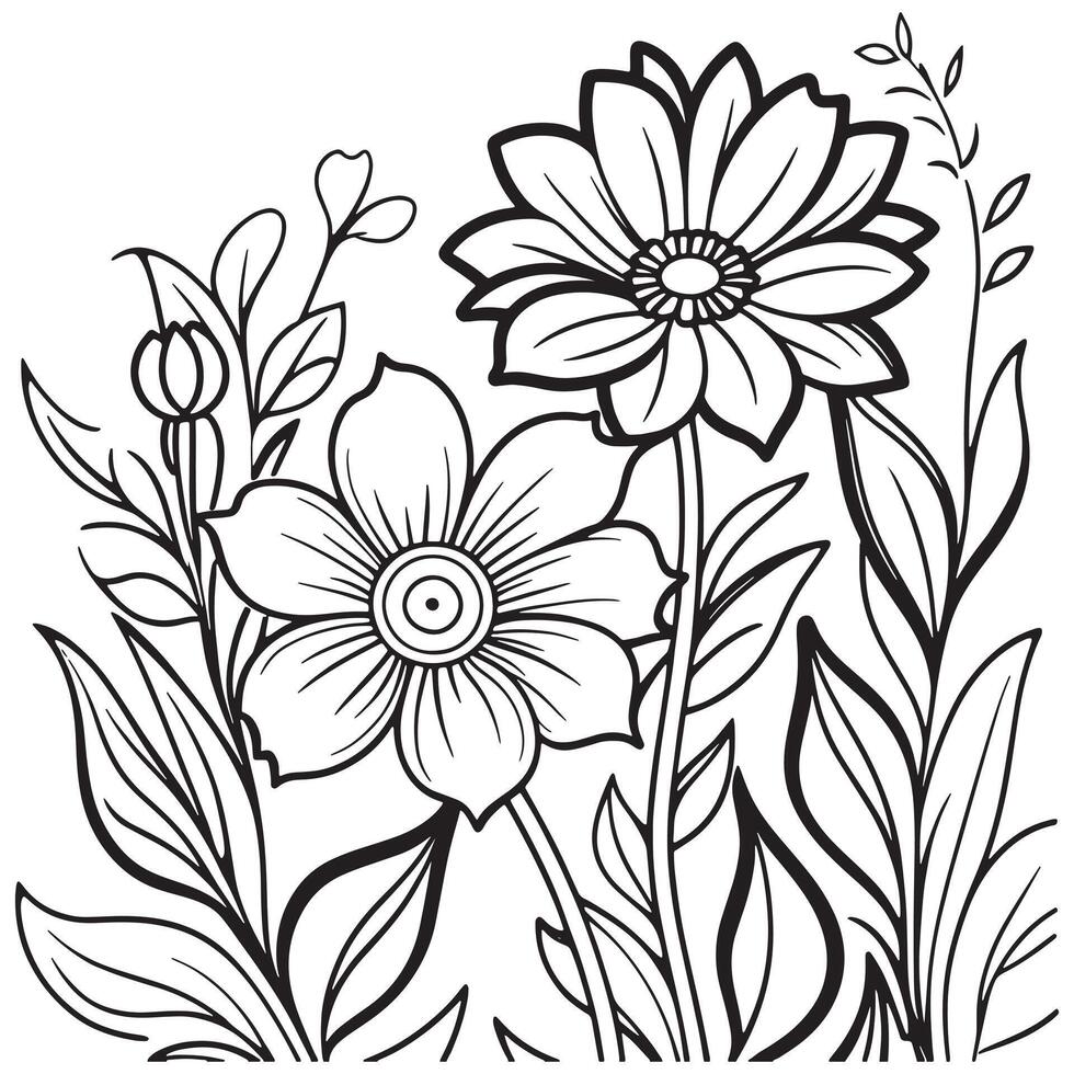 Luxury floral outline drawing coloring book pages line art sketch vector