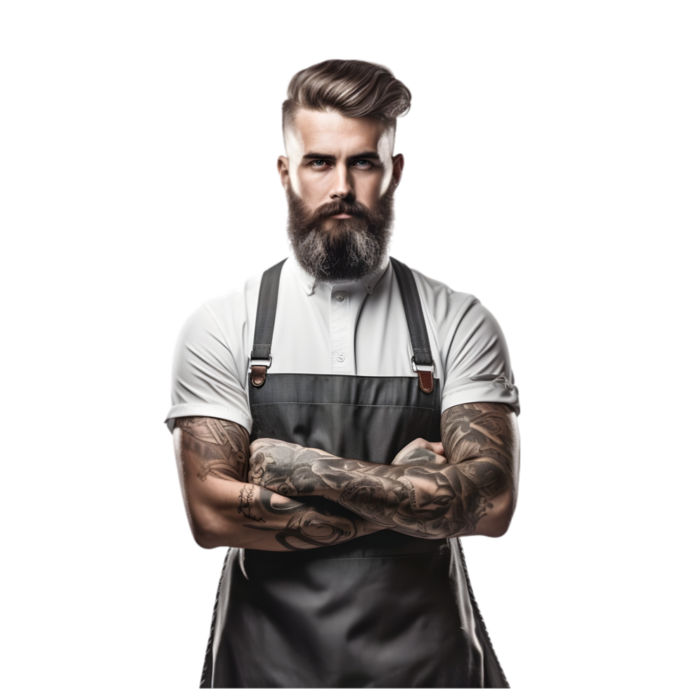 AI generated portrait of young professional barber on transparent background PNG image