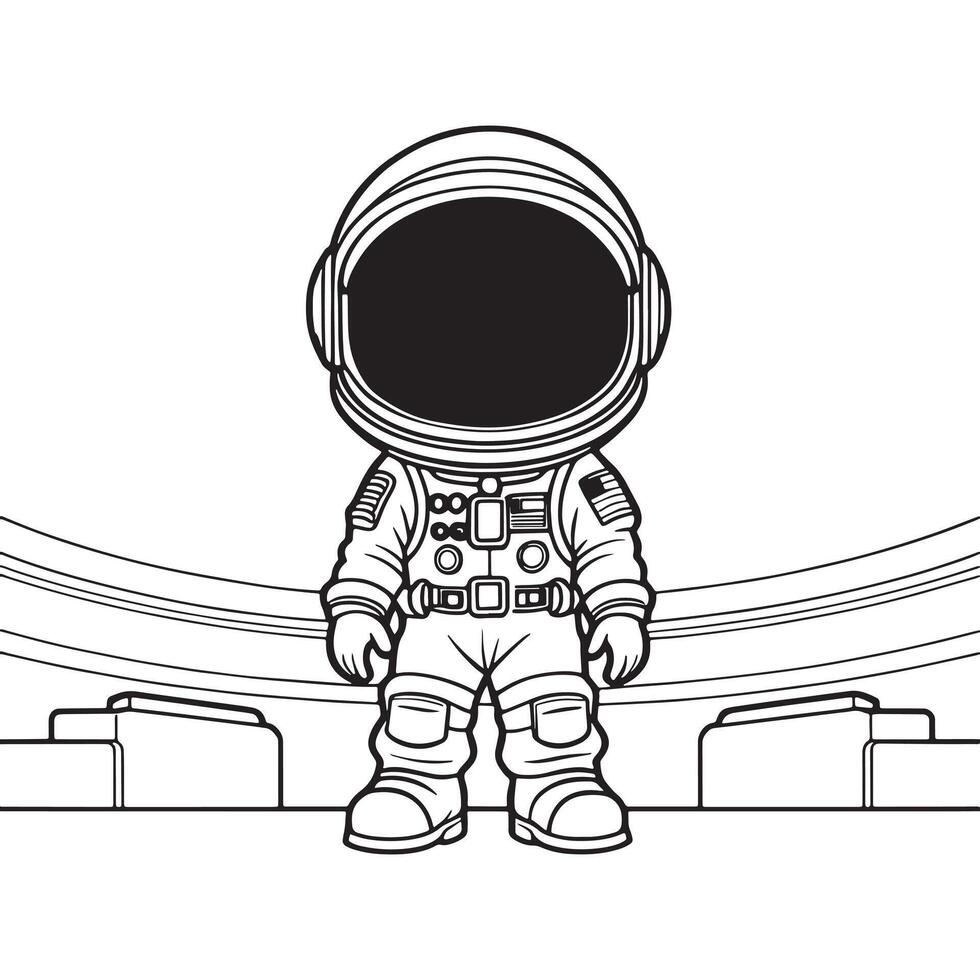 Children astronaut outline coloring page illustration for children and adult vector