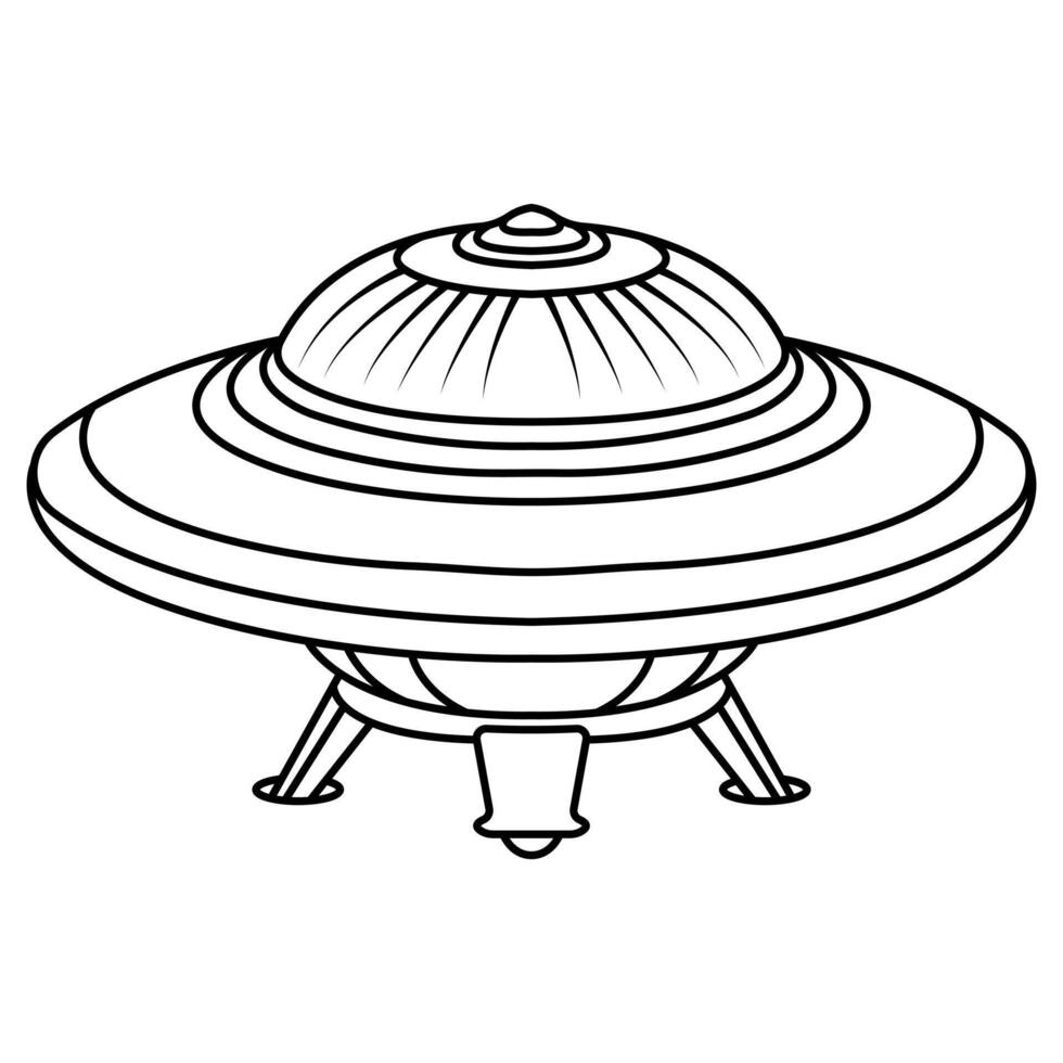 ufo outline drawing coloring book page vector