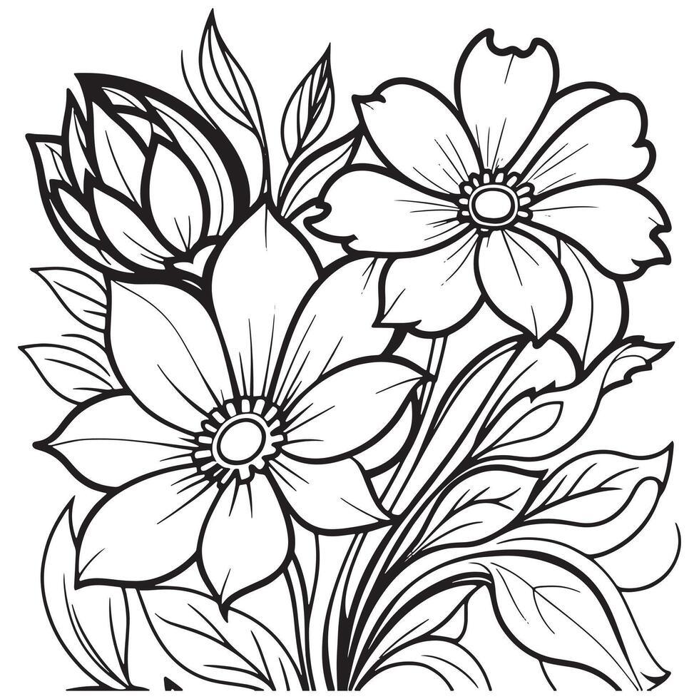 Luxury floral outline drawing coloring book pages line art sketch vector