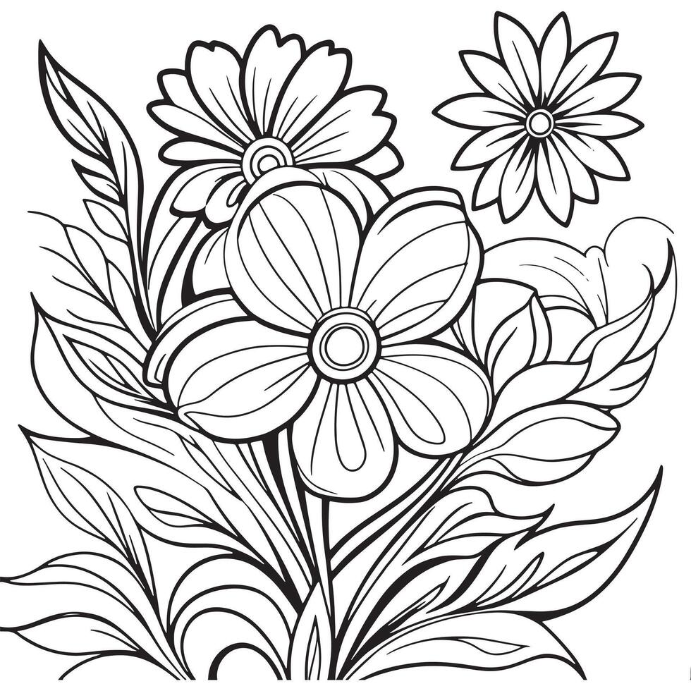 lujo floral contorno dibujo colorante libro paginas línea Arte bosquejo vector