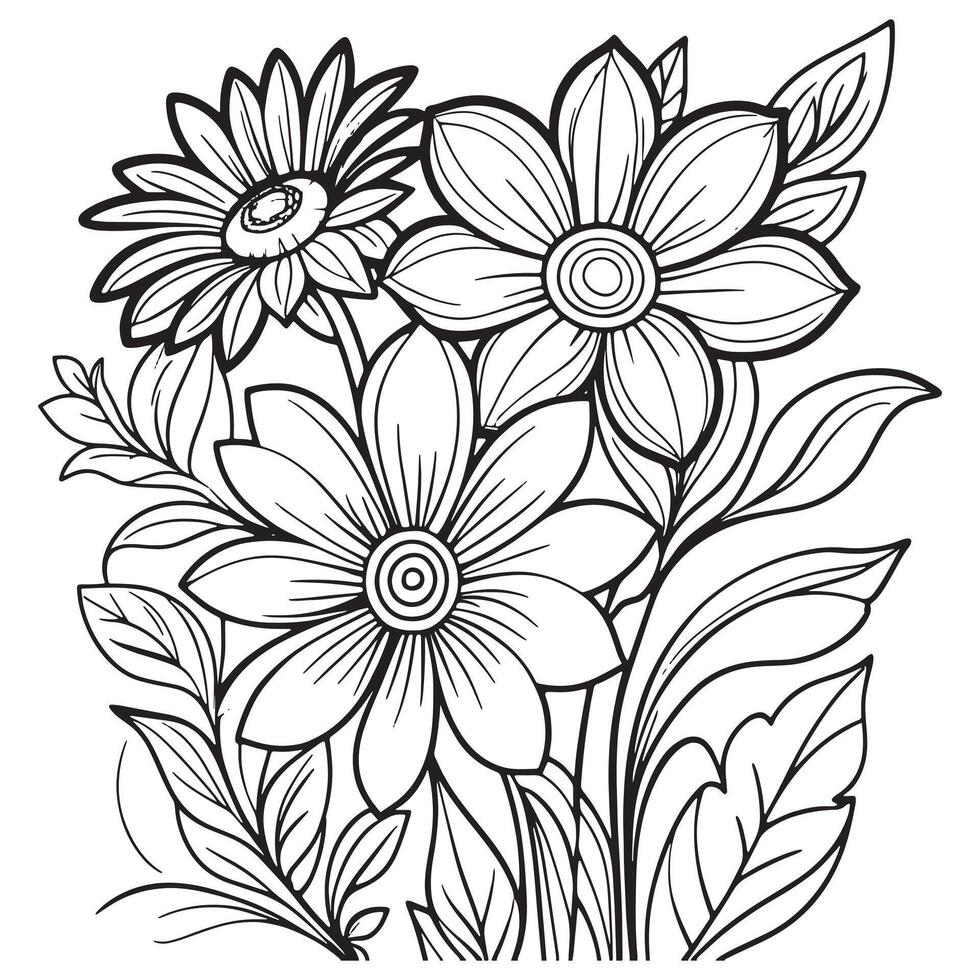 Luxury floral outline drawing coloring book pages line art sketch vector