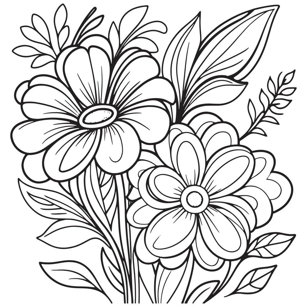 Luxury floral outline drawing coloring book pages line art sketch vector