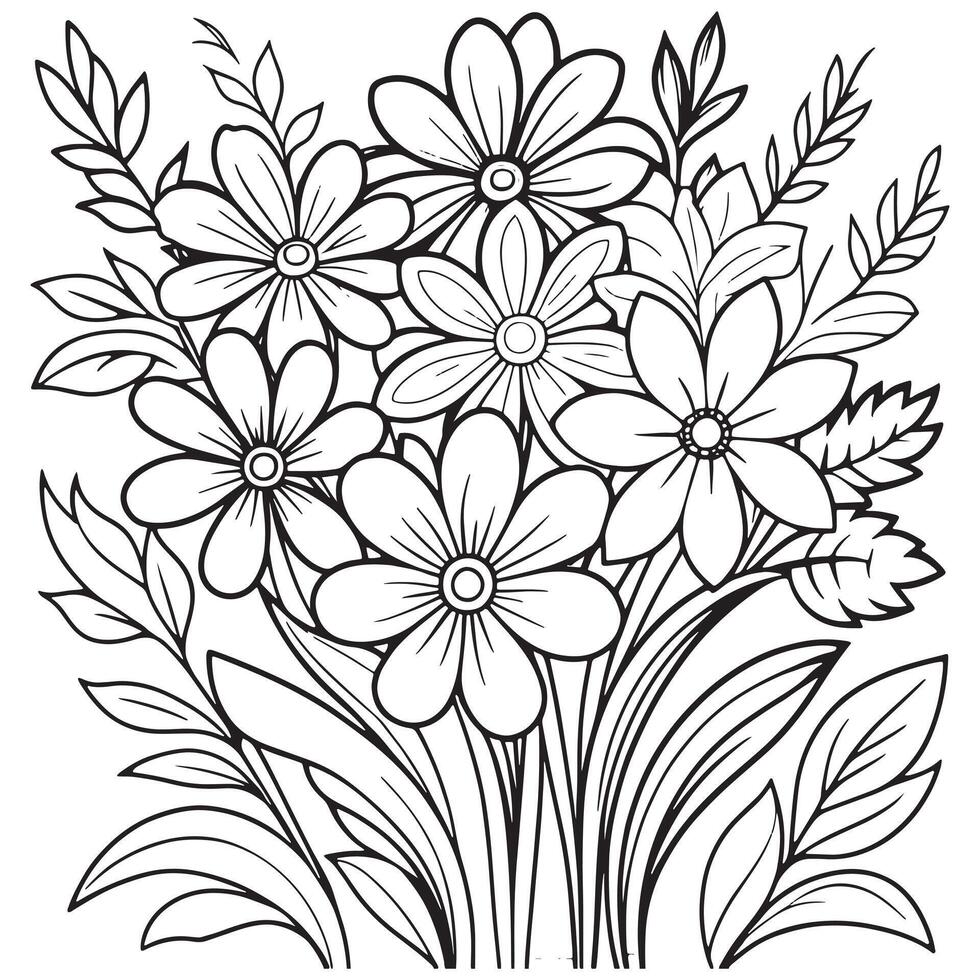 Luxury floral outline drawing coloring book pages line art sketch vector