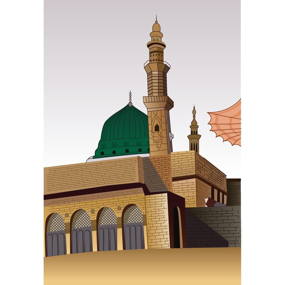 Vector Illustration of madina masjid nabawi mosque