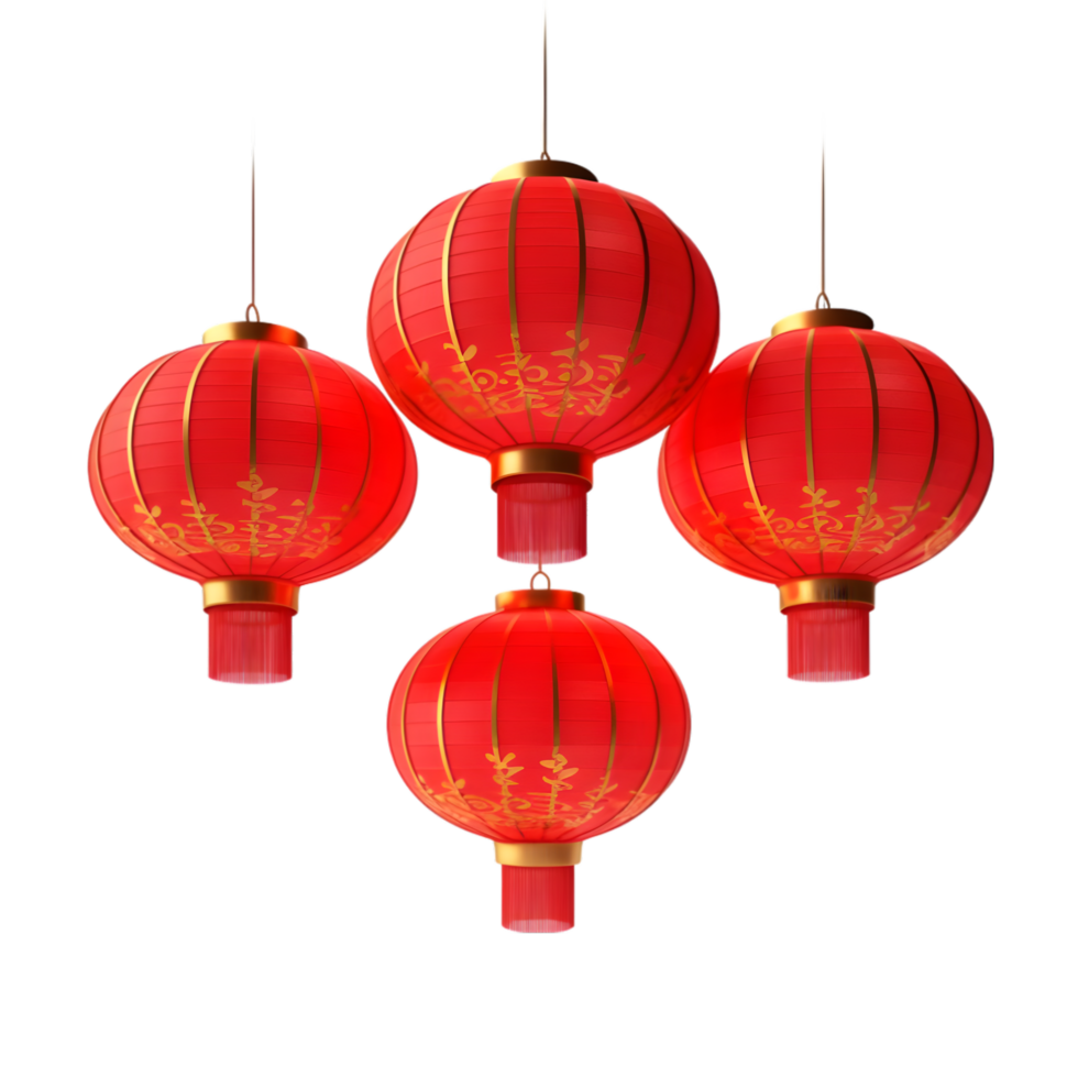 AI generated Chinese Lanterns on transparent background PNG image