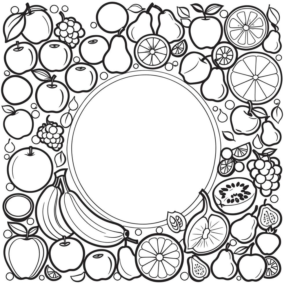 Fruits outline coloring page illustration for children and adult vector