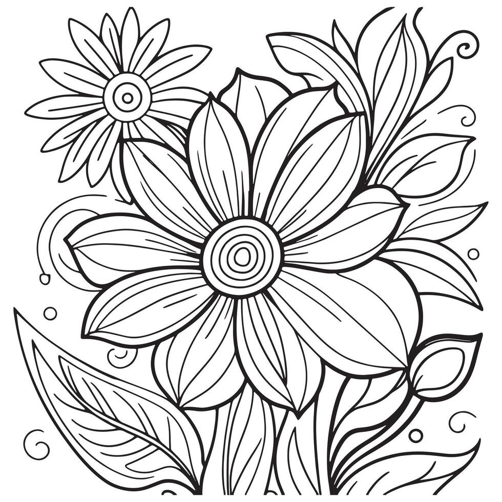 Luxury floral outline drawing coloring book pages line art sketch vector