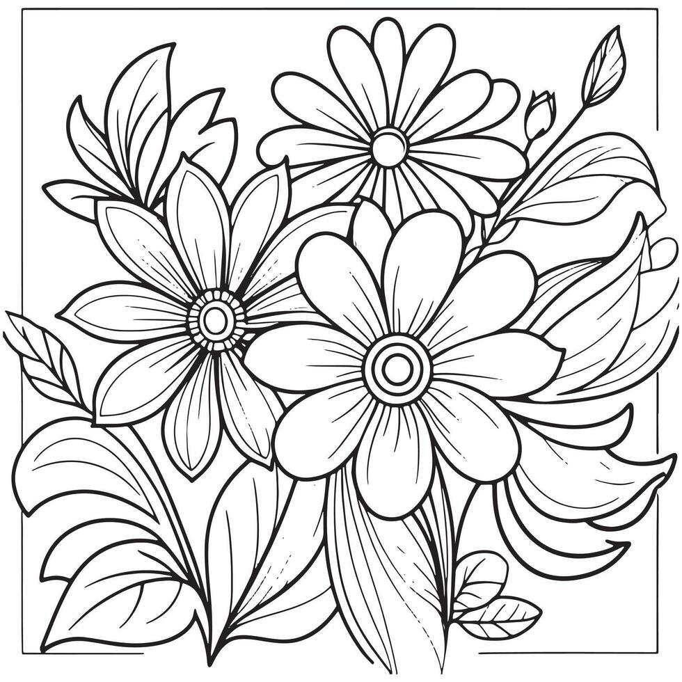 Luxury floral outline drawing coloring book pages line art sketch vector