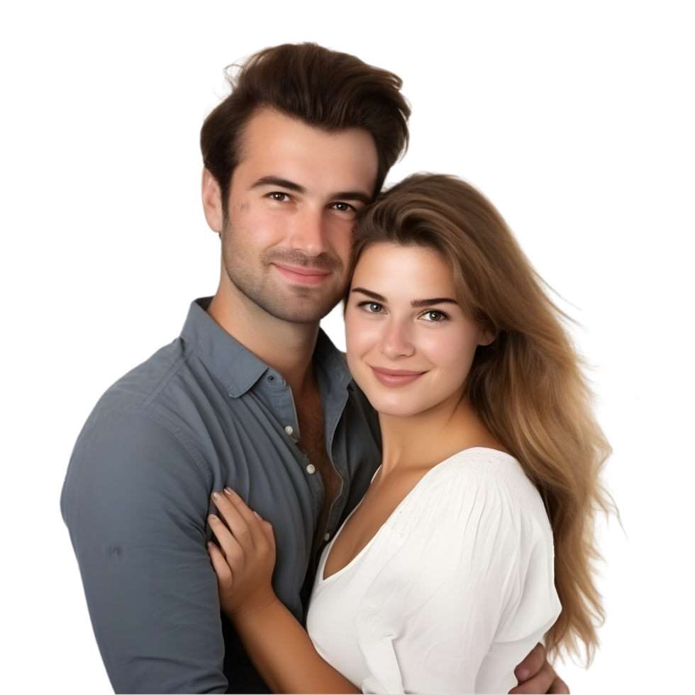 AI generated portrait of young couple on transparent background PNG image