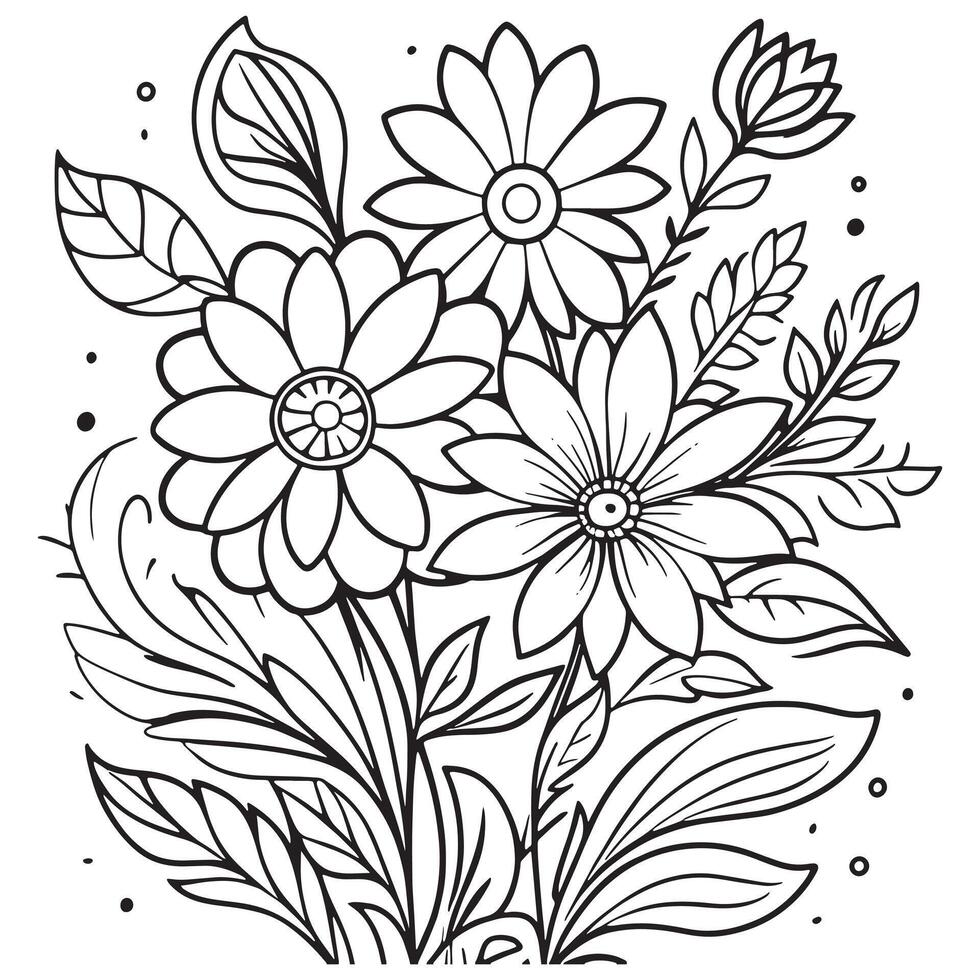 Luxury floral outline drawing coloring book pages line art sketch vector