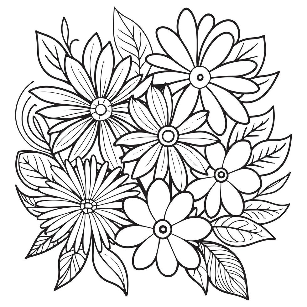 Luxury floral outline drawing coloring book pages line art sketch vector