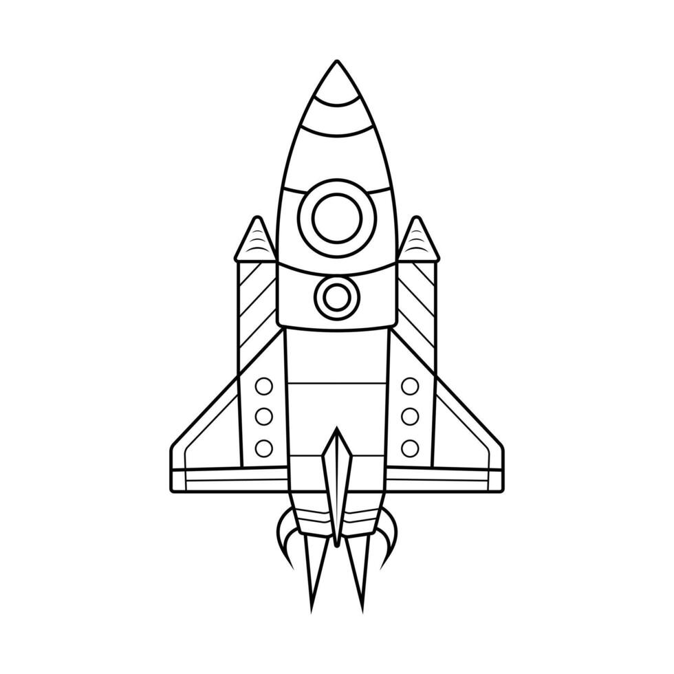 Rocket outline drawing coloring book page vector