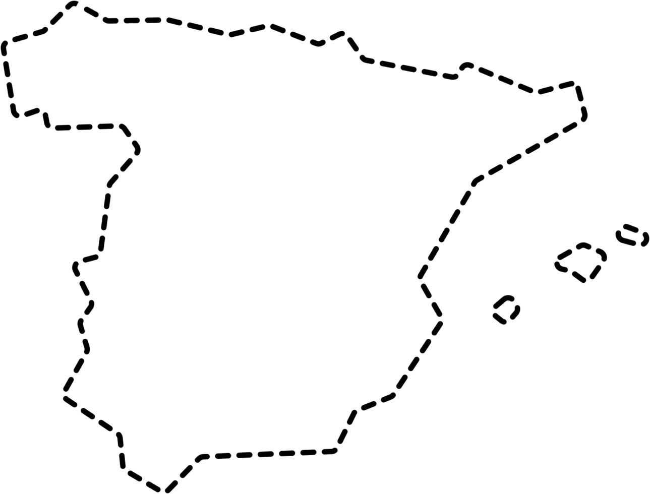 dash line drawing of spain map. png