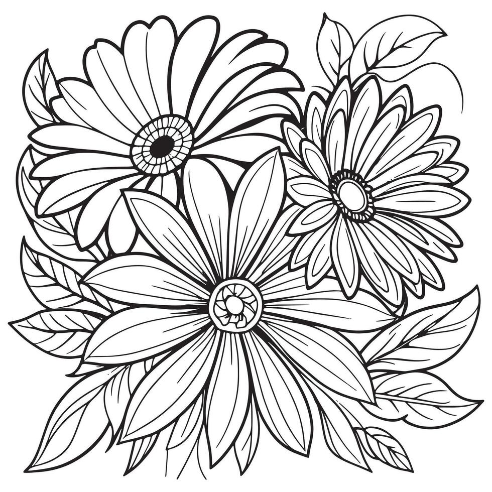 lujo floral contorno dibujo colorante libro paginas línea Arte bosquejo vector