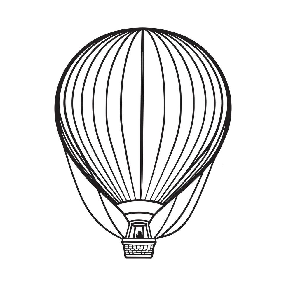 Hot air balloon outline coloring page illustration for children and adult vector