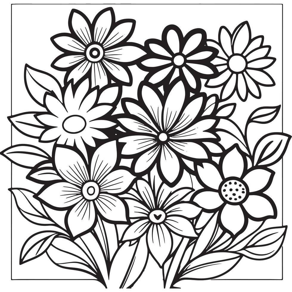 Luxury floral outline drawing coloring book pages line art sketch vector