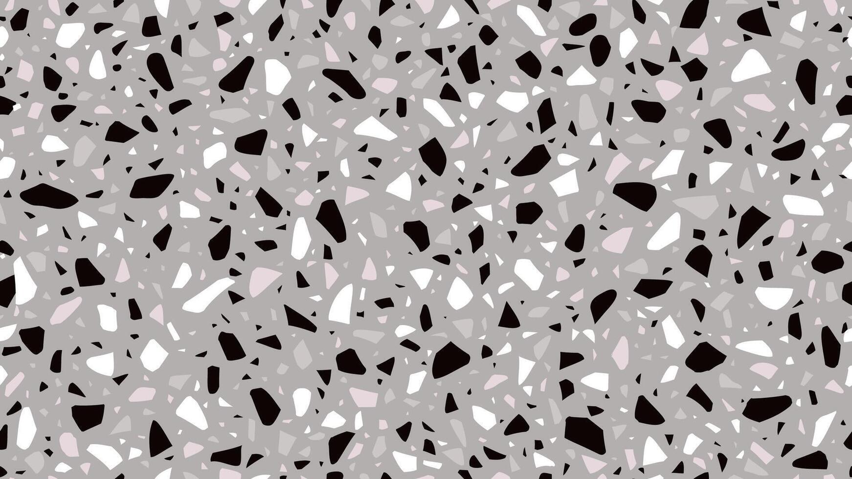 Grey, pink and black terrazo marble stone pattern vector