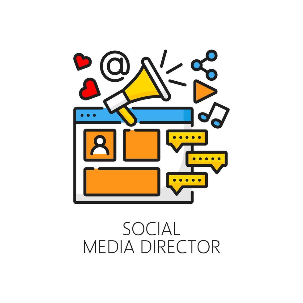 Web development, social media director line icon vector