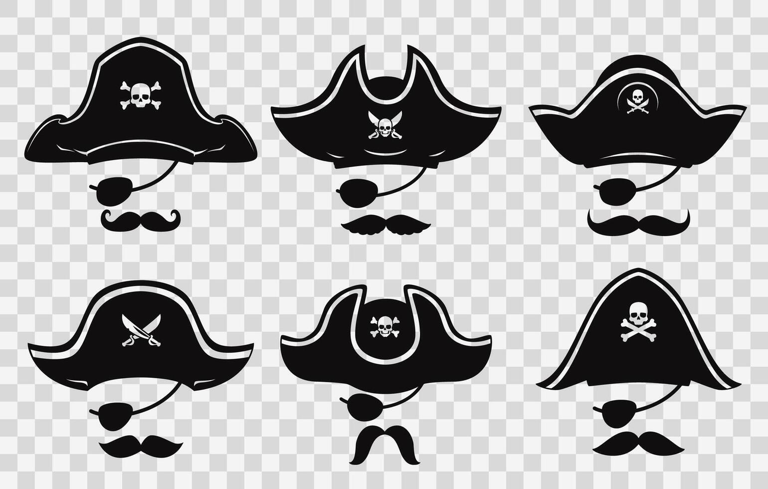 Pirate captain or sailor photo booth masks set vector