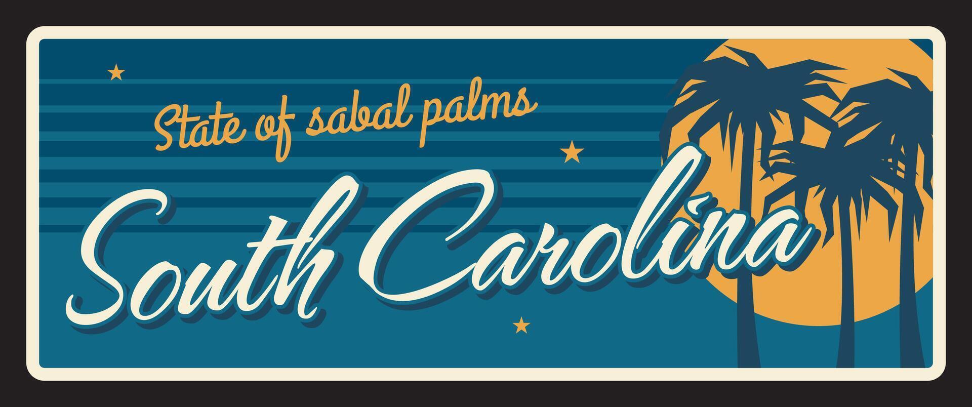 South Carolina state plate with palm trees vector