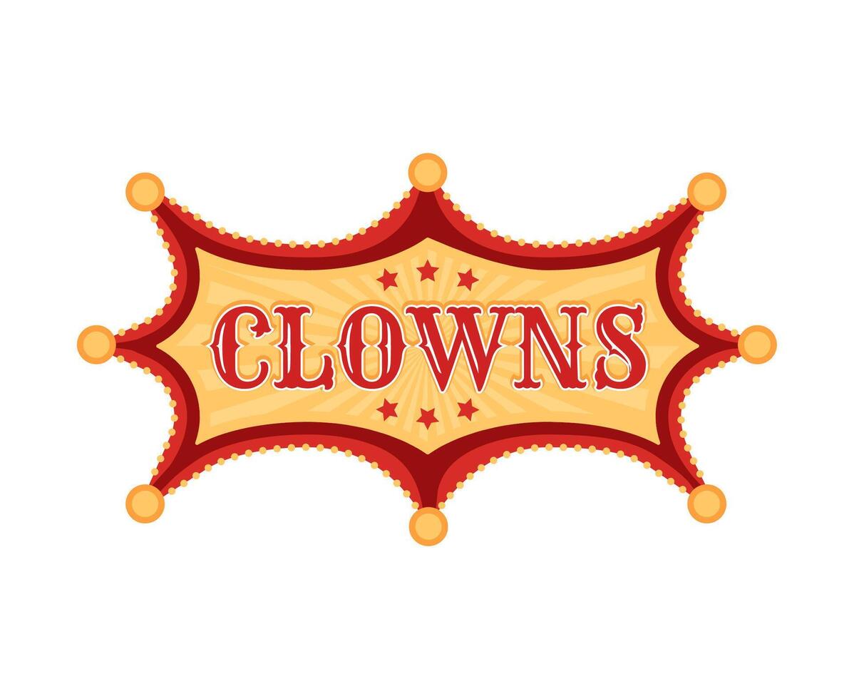 Retro tent circus sign, signboard displays clowns vector