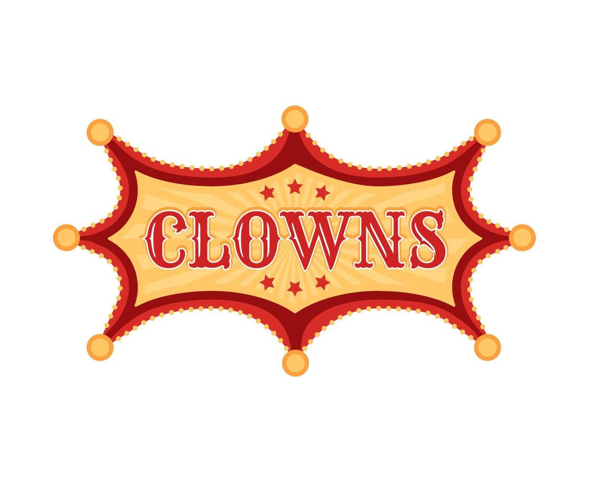 Retro tent circus sign, signboard displays clowns vector