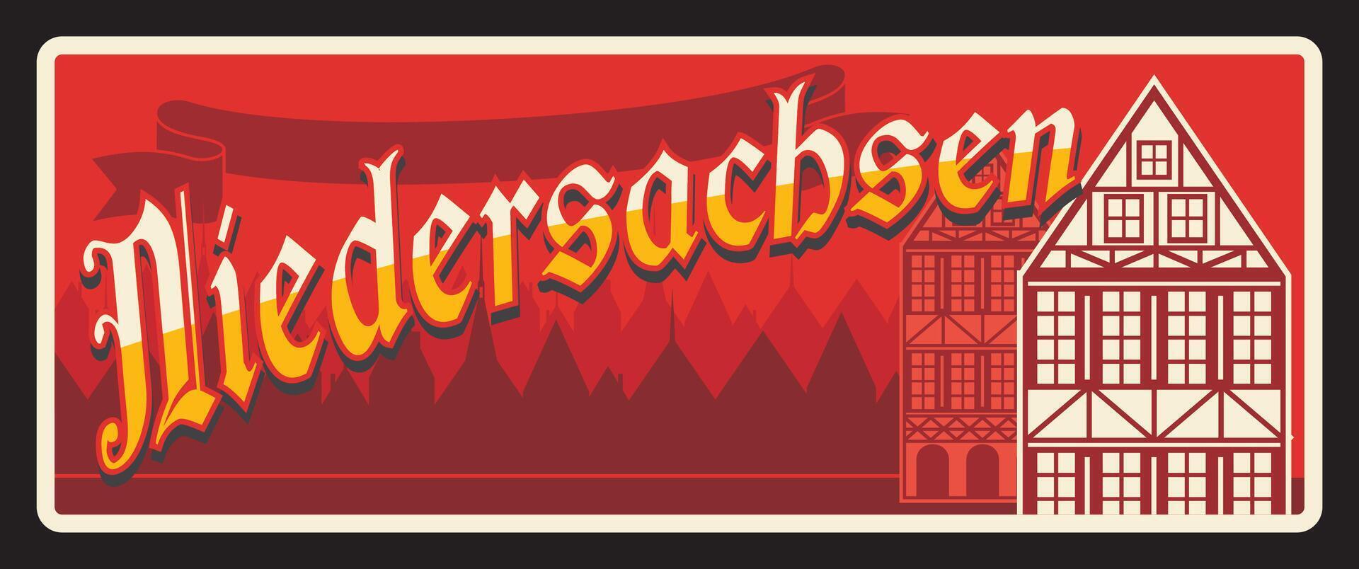 Niedersachsen German city retro travel plate sign vector