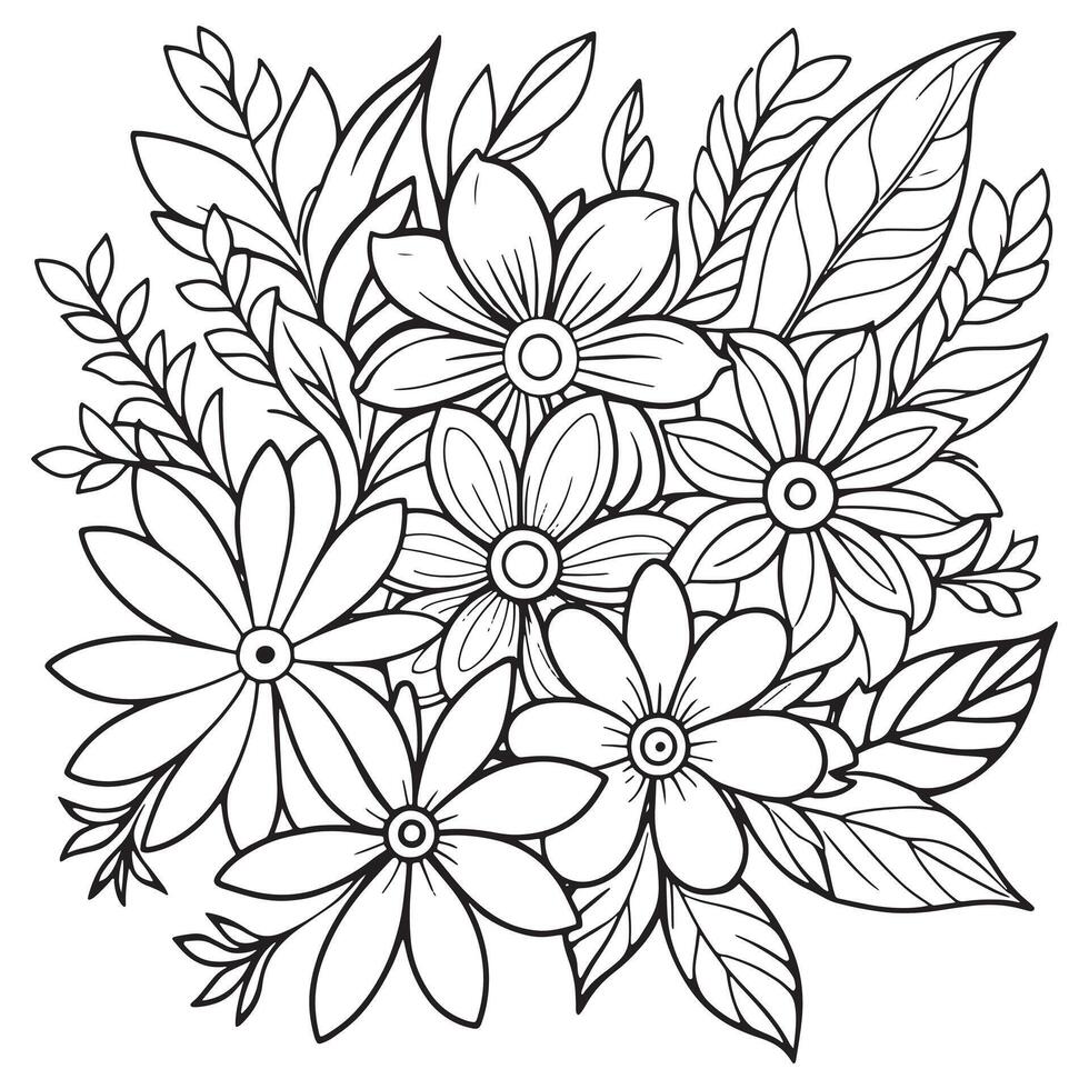 Luxury floral outline drawing coloring book pages line art sketch vector