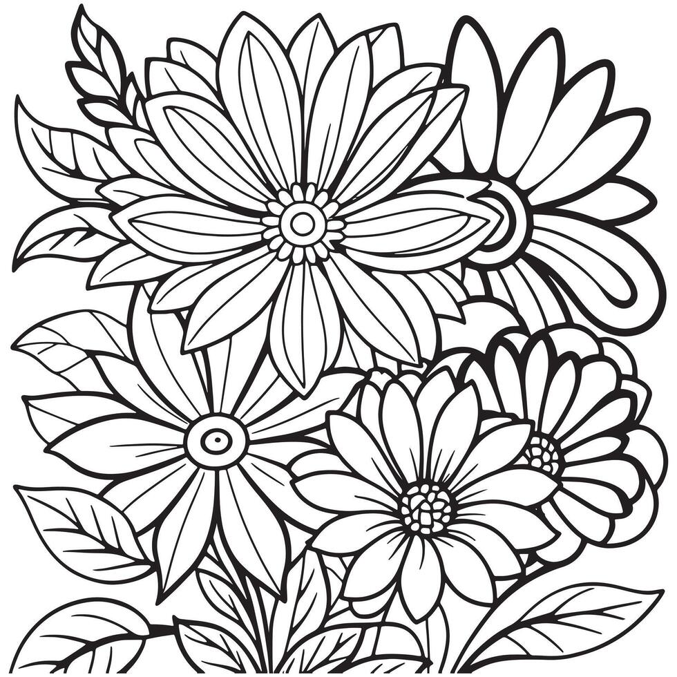 Luxury floral outline drawing coloring book pages line art sketch vector