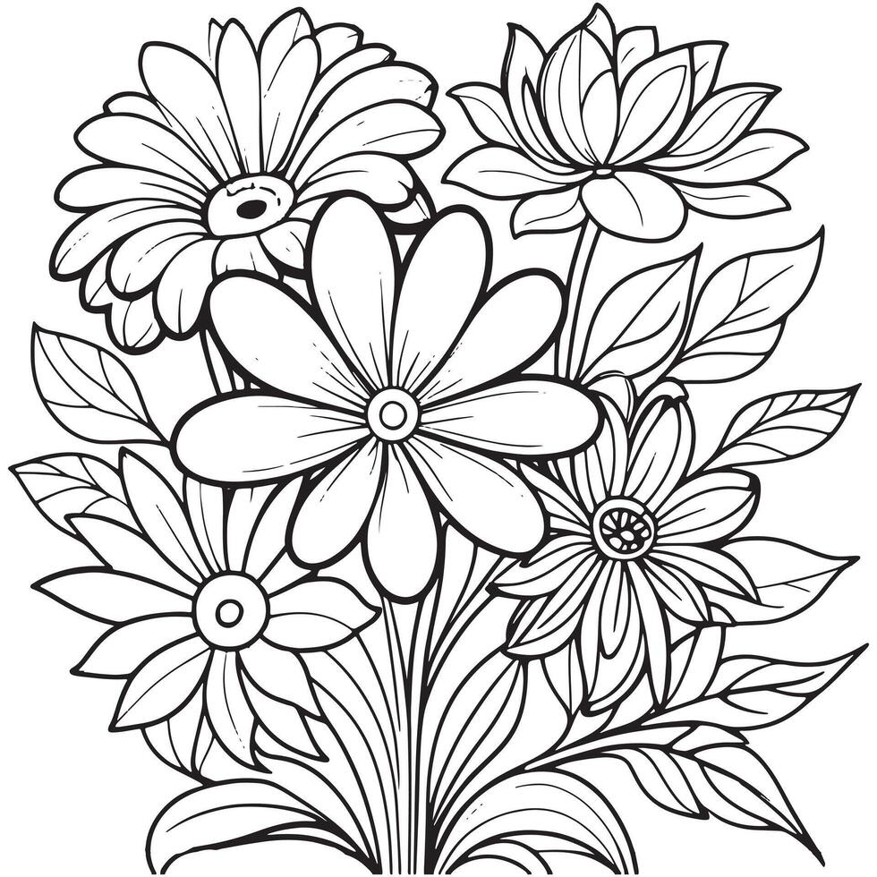 Luxury floral outline drawing coloring book pages line art sketch vector