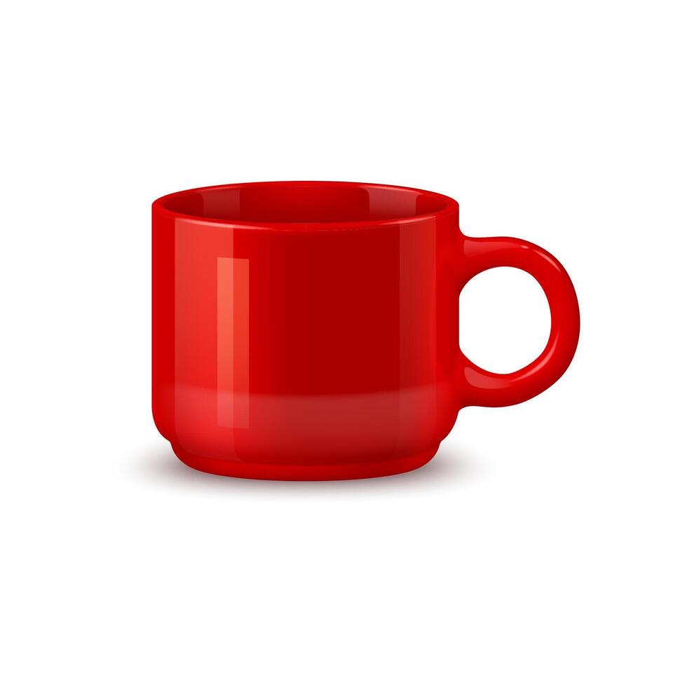 rojo cerámico café taza, elegante, bajo, amplio cuenco vector