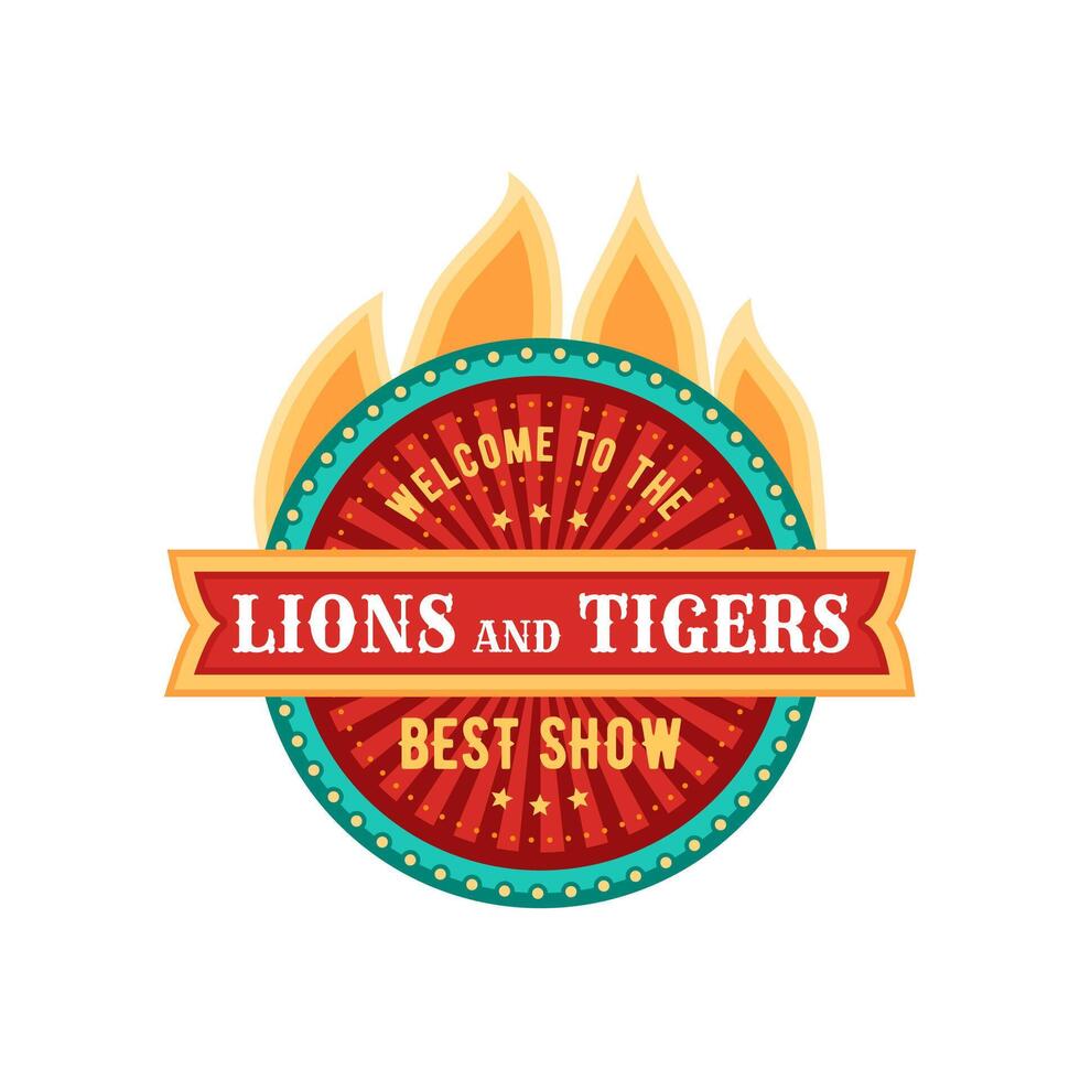 retro tienda circo firmar a leones y tigres espectáculo vector