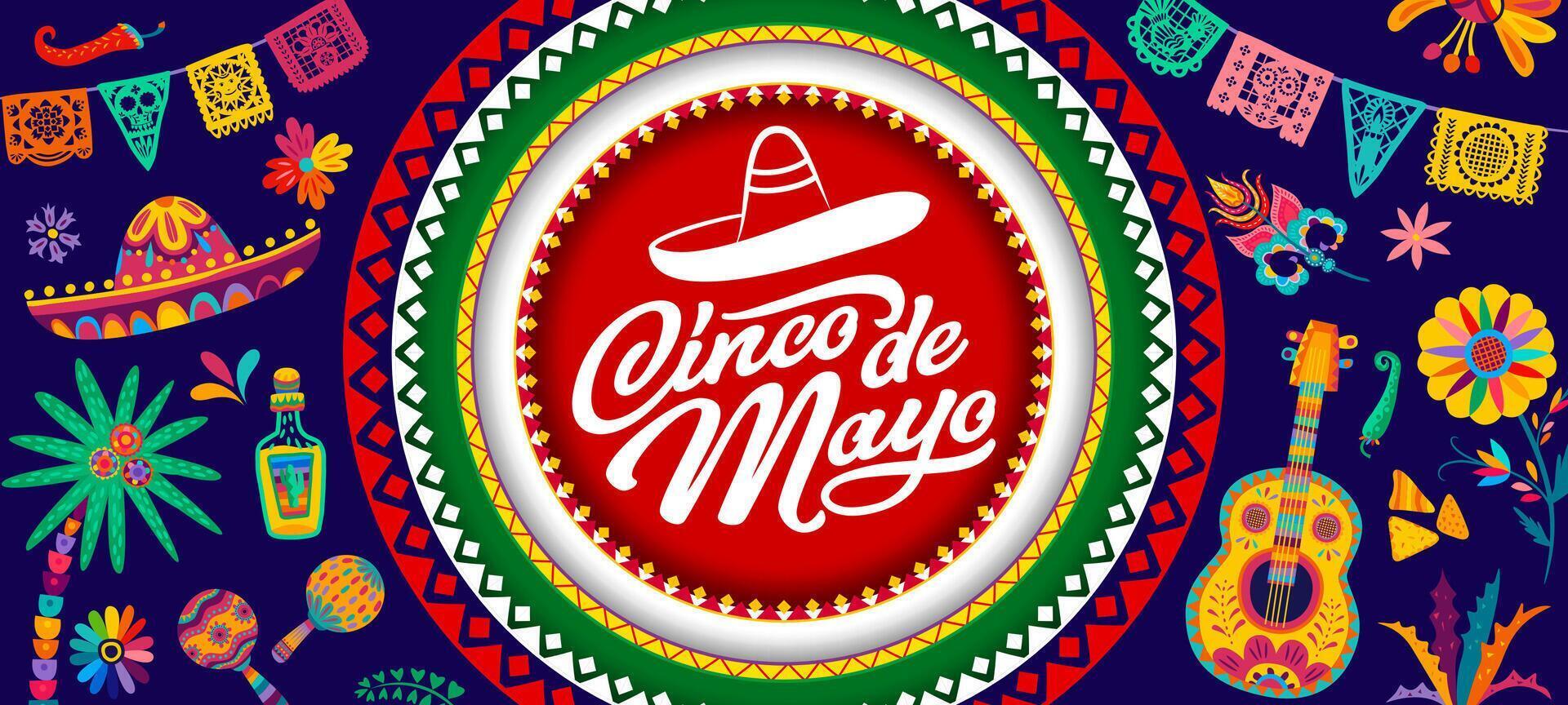 Cinco de Mayo paper cut mexican holiday banner vector